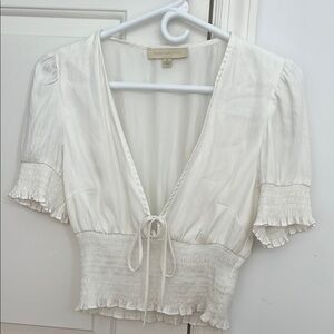 Smocked White Blouse